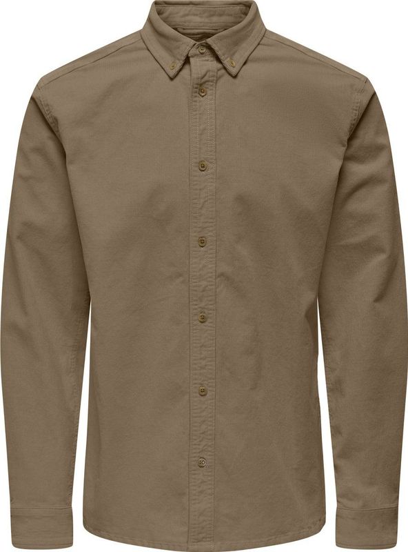 Only & Sons - ONSMICHAEL - Overhemd - Bruin - Corduroy - Lange Mouw