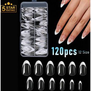 GUAPÀ® Nageltips French Manicure | 120 stuks valse nagels | Franse Nagels | Amandel Vorm Nagel Tips | Press On Nails | Nagel Tips | Plaknagels | Nepnagels | Kunstnagels | nagelverlenging | Smile line | 120 stuks Clear French Manicure Tips