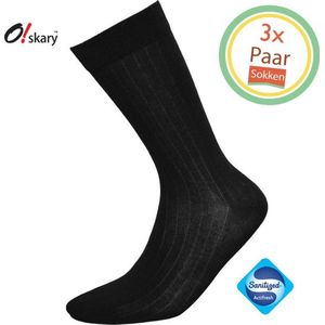 Sokken Heren en Sokken Dames | 3 Paar Naadloze sokken zwart | Anti-bacterieel door Zwitserse Sanitized® | Maat 39-42