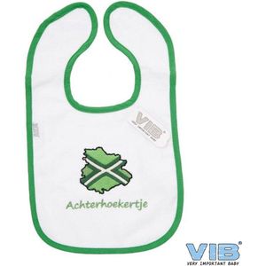 VIB® - Slabbetje Luxe velours - Achterhoekertje (Groen-Wit) - Babykleertjes - Baby cadeau