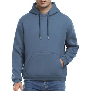 Casual Fleece Lined Hoodie voor Mannen - Warme Pullover met Kap en Zakken