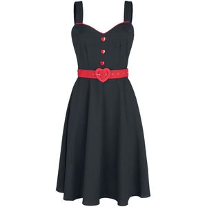 Voodoo Vixen Queen Heart Button Flare Dames Medium-lengte jurk - S