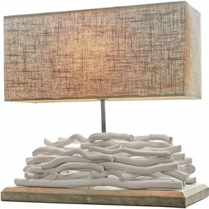LOBERON Tafellamp Caribou linnen/wit