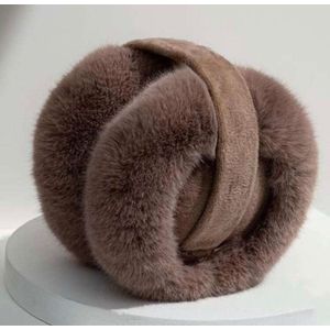 Pluche fashion oorwarmers - winter - one size - bruin - earmuffs