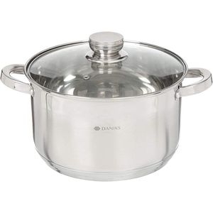 Standaard roestvrijstalen kookpans-spastaatpan met glazen deksels-s20 cm 4 liters-svleespan soeppan braadpans-szilver