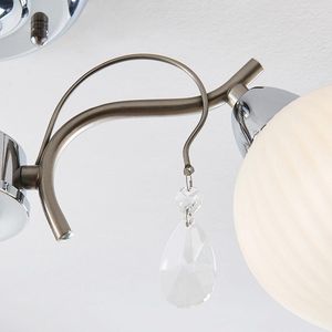 Lindby - plafondlamp - 5 lichts - Glas, metaal - H: 22 cm - E14 - wit, chroom
