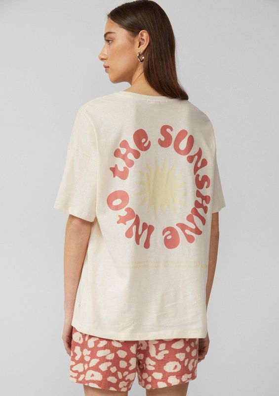 Q/S designed by - T-shirt - Ecru - Met Print Op De Achterkant