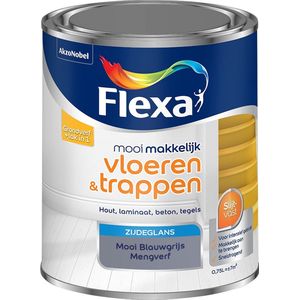 Flexa Mooi Makkelijk - Lak - Vloeren en Trappen - Mengkleur - Mooi Blauwgrijs - Mooi Makkelijk - 750 ml