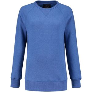 Lemon & Soda heavysweat raglan sweater voor dames blauw gemêleerd maat M