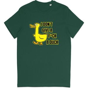 Grappig T Shirt - I Don't Give A Fuck A Duck - Groen - S
