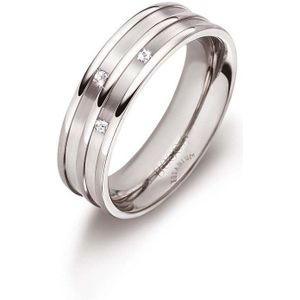 Boccia Titanium 0151-0160 Dames Ring - Trouwring - Sieraad - 0,015 crt - Zilverkleurig - Diamant - 6 mm breed - 6 mm lang