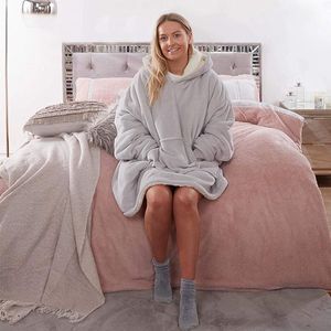 Hoodiedeken, Sherpa Extra Grote Fleecehoodie, / ochtendjas, Comfort Badjas voor dames en heren, wollig, Winter deken - Fleece dekentje - Hoodie Blanket