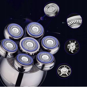 7-kops IPX5 waterdicht scheerapparaat voor heren - 7D zwevende scheerkop - Nat- en droogscheerfunctie - LED-digitaal display - Zwart - USB-oplaadbaar - 600 mAh