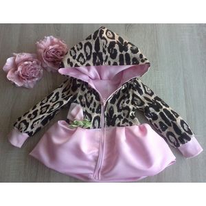 Maat 86 Zomerjas licht roze panteprint voor baby en kind Jas met bloem