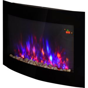 Elektrische open haard- Elektrische haard - Sfeerhaard - Wandbevestiging - LED - 1800 W - Zwart - Met afstandsbediening