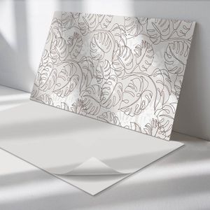 Wallfluent Vinyl Wandpaneel - Bladpatroon in lijnen Zelfklevend Muurpaneel - 120 cm x 60 cm - Beige Vinyl Wandpaneel - 1 stuk - Rechthoekig Wandbekleding Vinyl - Bloemen en planten Wandpaneel - Vinyl Wandbekleding - Wandpaneel Keuken en Badkamer