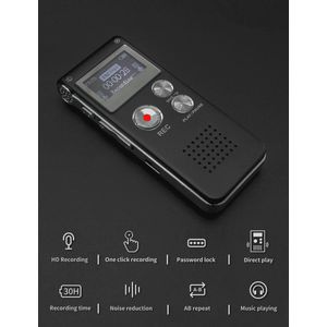 Digitale Spraakrecorder 32 GB met USB Oplaadfunctie - 30 Uur Opname Het Wit