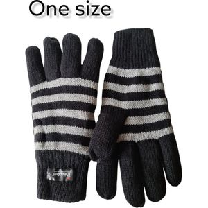 Thinsulate Gebreide Handschoenen - Winterhandschoenen - Black/Grey - Onze size