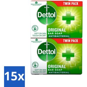 15 x Dettol - Zeeptablet - Origineel - Antibacterieel - 2x 100g Zeeptabletten - Bacteriën - Frisse Geur - Zeeptabletten