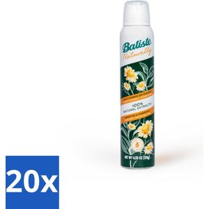 Batiste - Naturally Green Tea & Chamomile - Droogshampoo - 100% Natuurlijke Extracten - Verfrist en Zuivert - 200ml - Bulkverpakking - 20 stuks