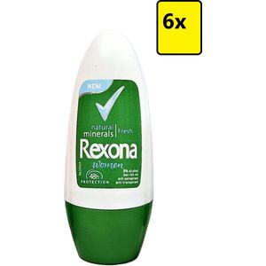 Rexona Woman - Natural Minerals Fresh - 48H Protection Deo Roller - 6x 50ml