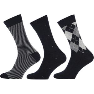 WeirdoSox - 6-paar heren sokken - Katoen - Maat 43/46 - 2 Paar Marine met ruit - 2 Paar Marine met Stip - 2 Paar Marine met streep - Voordeelverpakking
