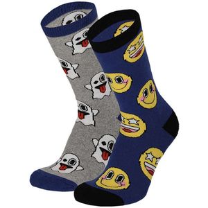 Apollo - Jongens - Sokken - Antislip - Smiley's - Blauw - 2-pack - Maat 27/30