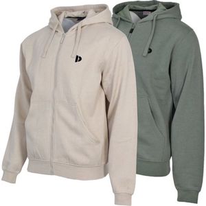 2-Pack Donnay - Sweatvest met capuchon (Bruce) - Sportvest - Heren - Sand/Jungle green (593) - maat S