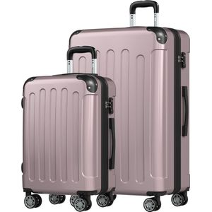 TRVLMORE Kofferset - 2 Delig - 45L Handbagage + 115L Ruimbagage - TSA Slot - Lichtgewicht - Reiskoffer Set - Roségoud