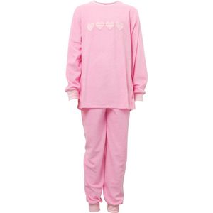 Lunatex badstof meisjes pyjama - 4033 - Roze - 164
