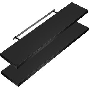 Casaria Wandplank – 2 St. 110 cm 15kg Belastbaar – Zwart mat