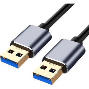 Everytech USB 3.0 male naar USB 3.0 male - Vergulde connectoren - 1.5 Meter - 5Gbps - Aluminium behuizing - CE, FC en RoHS Gecertificeerd - Zwart