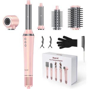 Airstyler – Föhnborstel – Multistyler 5-in-1 – Bescherming tegen Hitteschade – Krachtige Motor – Geschikt voor Lang en Kort Haar – Roze