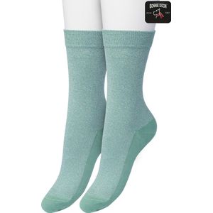 Bonnie Doon Set Katoenen Glitter Sokken Dames Zacht Groen maat 36/42 - Set met 2 paar Sokken - Glitter Subtiel - Katoen met zachte Lurex - Zachte Sokken - Gladde Naden - Perfecte Pasform - 2 pack - Multipack -Malachite Groen - OL05113802.277