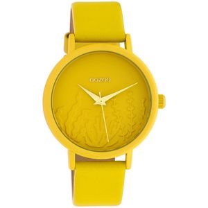 OOZOO Timepieces - Mosterd gele horloge met mosterd gele leren band - C10602