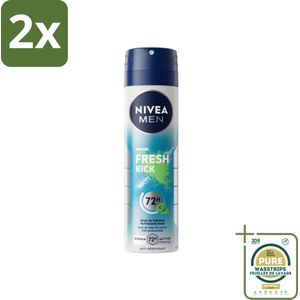 NIVEA MEN - Deodorant Spray - Fresh Kick - 150 ml - Voordeelverpakking - 2 stuks - Frisheid - Huidbescherming