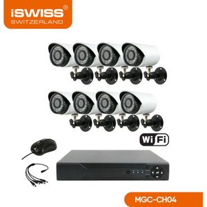iSwiss - 8 Beveiligingscamera - Smart IP Camera - 4K Ultra HD - Met Audio - Bekabeld
