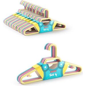 32x Pastel gekleurde kledinghangers 27 cm voor kinderkleding - Kledingkast - Kunststof klerenhangers - Kledinghangertjes