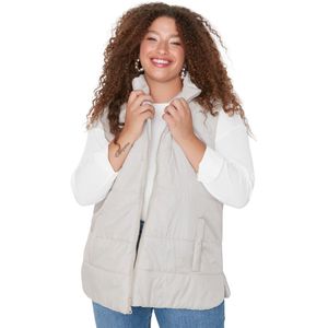 Trendyol Stone Regular Fit Seizoengebonden Puffervest Met Opstaande Kraag En Zak Met Ritssluiting Tbbaw23Bh00000