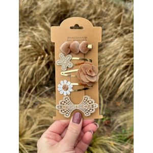 Haarspeldjes voor meisjes - Haaraccessoires meisjes - Haarspeldjes voor meisjes en baby's - Haarknipjes - Haarclips - handgemaakte haaraccessoires – Haarknipjes Taupe Roos – Cadeautje – Haaraccessoires bruiloft