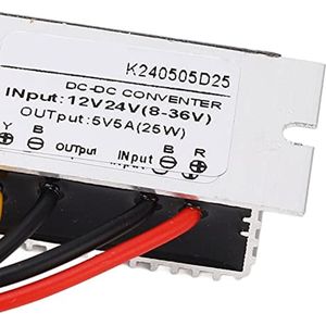 IP67 DC Module, 12V 24V (8-36V) Tot 5V 5A Circuitbeveiliging Voltage Converter Module met Aluminium Omhulsel, 96% Conversie-efficiëntie