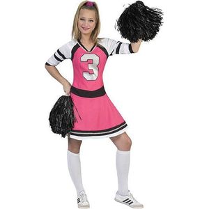 Funny Fashion - Cheerleader Kostuum - Stralende Sandy Cheerleader - Vrouw - Roze - Maat 44-46 - Carnavalskleding - Verkleedkleding