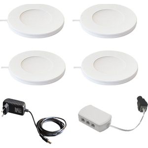 Magnetische in- & opbouw spot set - 4-pack - Plug & Play - warm wit - 2700K - 2,2W - keukenverlichting - kastverlichting - LED Inbouwspot (Ø55mm) - led spot – spotjes