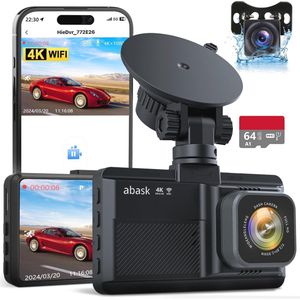 Dashcam Auto Voor en Achter 4K Wifi Camera met Nachtzicht en G-Sensor