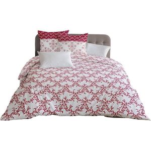 Noorse hoes HOME LINGE PASSION Wit Bordeaux 240 x 260 cm