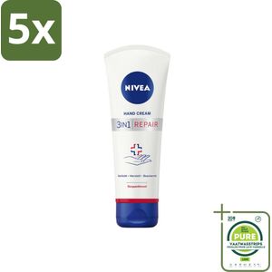 5 x NIVEA - Handcrème - 3-in-1 Herstel - Verlicht - Herstelt - Beschermt - 100 ml - Grootverpakking - Handcreme - Droge Handen - Beschadigde Handen - NIVEA - Dexpanthenol