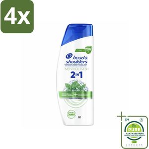Head & Shoulders – 2-in-1 – Menthol Fresh – 300 ml - Voordeelverpakking - 4 stuks - Anti-roos shampoo - 2-in-1 shampoo