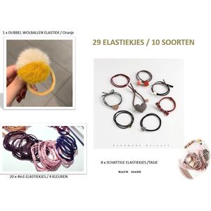 29 Stuks 10 Soorten: Mooie HandMade Hoge Kwaliteit Haarelastiekjes - Super Sterk en Goede Flexibiliteit - Dames Meisjes Baby's - Simpel en Elegant Morandi Kleuren Ø 5cm