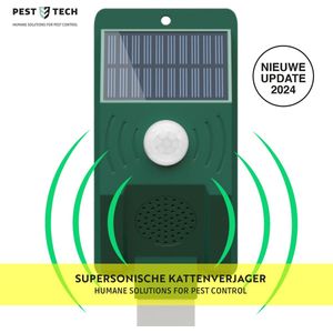 Pest-Tech Ultrasone Kattenverjager op zonneenergie - Marterverjager Dierenverjager Kattenafweermiddel - Met USB oplaadkabel