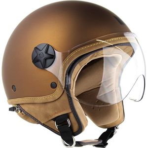 Motocubo Ant - Jethelm met Vizier - ECE 22.06 goedgekeurd - Geschikt als Scooter Brommer Motor Snorfiets helm - XL - Brons